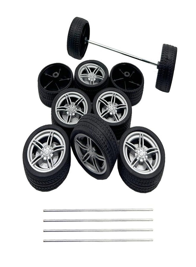 URIMPAVIDO 10PCS Toy Car Wheels 40mm Rubber Tire Wheels with Metal Shaft for RC Car Truck DIY Model Toy Wheel Replacement Accessories (3X40mm) - Image 1